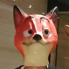 动物头套表演道具儿童cos抖音怪怪动物马驴哈士奇头套 绿鱼人面具 狐狸尼克【含墨镜】