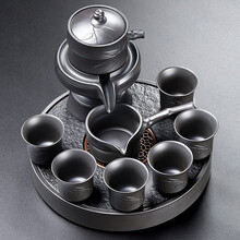 唐丰紫砂石磨自动茶具办公室会客泡茶套装家用茶壶懒人整套礼盒装 竹报平安8头配香圆盘