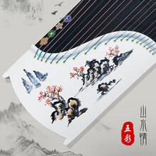 米囹 乐器青花瓷古筝琴考级简约白色实木古筝工艺大师手工绘画 款4·五彩·山水情