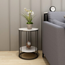 北欧大理石边几沙发边柜床头小圆桌迷你轻奢可移动ins小茶几角几 黑色白色大理石40*40*55