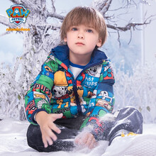 汪汪队衣服儿童轻薄羽绒服男女童连帽保暖2020新款宝宝秋童装洋气 绿底印花 105cm 充绒量：40g