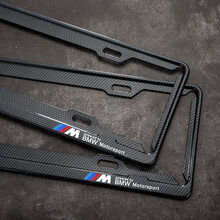 车牌边框碳纤维适用宝马车牌框架新X1 3系5系1系新X35426牌照框托牌照框 标准碳纤纹 M BMW