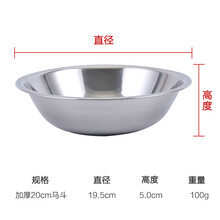 净也（JINGYE）加厚不锈钢码斗马斗碗码兜不锈钢配菜盆碗装菜碟厨房拌料盆调料碗盆 加厚20cm码斗(无磁)
