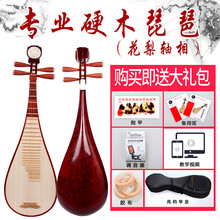 琵琶乐器成人儿童初学者入门练习琵琶考级演奏琵琶厂家直销 成人硬木花梨轴相琵琶带盒
