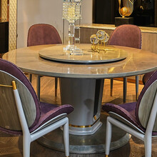 意式轻奢圆形餐桌椅组合设计师现代简约家用带转盘CK913 圆餐桌