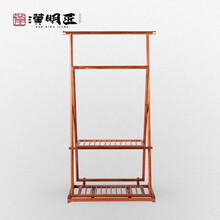 汉明匠红木家具非洲花梨（学名：刺猬紫檀）实木衣帽架 中式古典卧室落地挂衣架折叠置物架 汉明落地衣帽架