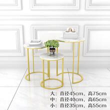 服装店铺中岛流水台展示架高低桌子金色实木橱窗鞋帽包包柜子 三件套一套