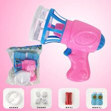 电动吹泡泡机风扇多模式泡泡枪儿童玩具泡泡水补充液网红抖音同款 红色(2瓶液+2电池)