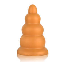 诱生活 特大后庭肛塞 特长拉珠棒男用女用自玩器 加大长仿真阳具款肛塞男女情趣用品 铁塔肛塞金色L+200ML 润滑油