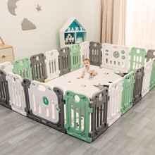 丘巴宝宝围栏配地垫儿童游戏海洋球池围栏学步安全护栏地垫婴儿围栏乐园室内防护栏整张爬行垫组合 围栏18+2+滑梯+爬行垫+投球架+摇摇马