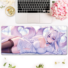 海琴烟 鼠标垫大号动漫二次元女生锁边护腕定制超大电脑办公电竞游戏键盘垫桌垫 甜心魅狐 400x900x3mm