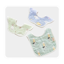 睡眠博士（aisleep）围兜宝宝饭兜婴儿口水巾可旋转儿童吃饭围嘴/3条装 蓝色系 3条装