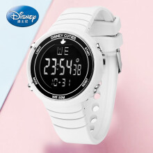 迪士尼（Disney）电子表防水儿童手表女童夜光腕表运动初高中生女孩大童中学生手表 白色DC-55065W