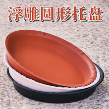 加厚树脂浮雕圆形托盘 多肉花盆塑料托盘接水盘盆栽花盘底座底托大号花卉底盘 白4号-内径17cm