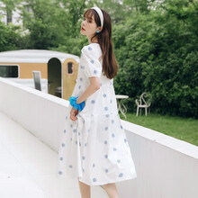 米度丽 孕妇连衣裙夏季超仙夏天裙子宽松过膝长裙泡泡袖网红潮孕妇装夏装 白色 XL