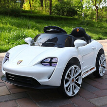 雅童【双电瓶带推杆】儿童电动车四轮遥控汽车可坐人男女宝宝玩具车小孩充电童车 白色+双电瓶+音乐早教+摇摆+无推杆