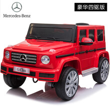 贝瑞佳（BeRica）四驱奔驰授权儿童电动车四轮可坐人带遥控玩具车幼儿摇摆男女小孩宝宝小汽车充电童车 红【四驱大电瓶】蓝牙音乐+摇摆+高开门+皮座椅软轮