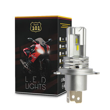 101公路 汽车LED大灯H4远近光一体H7H11近光远光车灯前大灯直插灯泡12V24V车用H8雾灯 H4 摩托车LED大灯 白光 / 单支