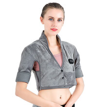 子敷美肩周炎按摩器护肩保暖发热肩膀部热敷电加热艾灸治疗理疗器 浅灰色 三档电加热按摩款+6片艾药包