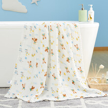 迪士尼（Disney）婴儿泡泡棉纱浴巾6层纱宝宝棉新生儿浴巾柔软吸水 105*105cm 米妮粉 米奇蓝 105*105cm