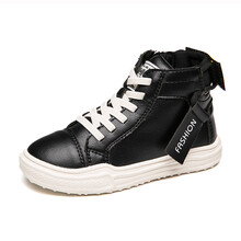 新款女童短靴新款洋气秋冬英伦风马丁靴加绒时尚男童棉鞋儿童靴子 黑色 侧拉链 单里 26 鞋内长17cm