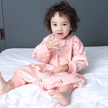 纽贝乐婴儿睡袋秋冬儿童防踢被夹棉宝宝分腿睡袋可脱袖加厚中大童小孩睡袋 【200g夹棉，推荐室温5-15°C】粉色星球 90码（推荐身高：85-95cm）