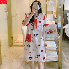 娜丽密艾 夏天孕妇睡裙棉哺乳睡裙产妇睡衣月子服产后喂奶家居服春秋 SF313  L码—XXXL码联系客服备注码数