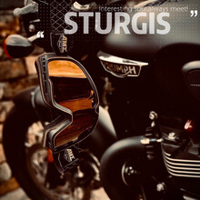 AMZ复古机车骑行护目镜摩托车头盔哈雷骑士男女通用绑带风镜越野夏季防风防紫外线眼镜 黑框金色