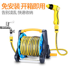 志通洗车水枪套装 家用冲刷汽车高压器灌溉浇花园艺清洁收纳架工具水管软管泡沫喷壶洗车神器 TPR黄色调控枪+卷管架 30米水管套装