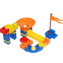 儿童积木桌子多功能玩具桌大颗粒1-3-6岁男孩玩具学习桌椅立体拼插模型拼图益智玩具小孩生日儿童礼物  43大颗粒滚珠滑道积木+2滚珠【不含底板】