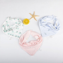 有彩口水巾夏季薄款新生婴儿纯棉超软吸水三角巾宝宝竹棉男童女孩围嘴 兔+粉刺猬+箭头（3条装） 夏季薄款43*31cm