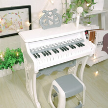 【用券减20】俏娃宝贝儿童电子琴小钢琴益智早教音乐女孩玩具1-3-6岁2小孩宝宝生日礼物男孩儿童礼物 白色1-6岁：气质立式小钢琴+充电组套餐+琴贴教程
