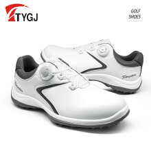 TTYGJ高尔夫球鞋男士休闲运动鞋旋钮鞋带防水防滑固定鞋钉舒适透气鞋子 白灰 39