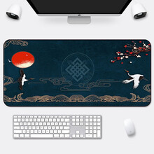RS 中国风超大鼠标垫加厚来图定制键盘垫办公男女生国潮创意个性大号桌垫 旭日东升鹤 80x30cm加厚5mm