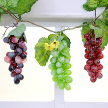 仿真水果蔬菜 塑料假水果模型 藤条装饰紫葡萄绿葡萄塑料假葡萄 一串红葡萄