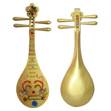 实木舞蹈琵琶乐器仿真道具影楼摄影彩绘工艺汉服古风拍照走秀乐坊 65厘米金色双凤琵琶