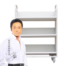 钱柜钢制三层V型书车学校图书馆书店医院档案室移动静音手推车钢制书架小推车灰白色
