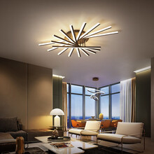 汉宫 灯具套餐led客厅吸顶灯个性创意卧室灯时尚餐厅灯北欧套装灯饰照明 黑色7头层叠  D108*15cm无极-86W