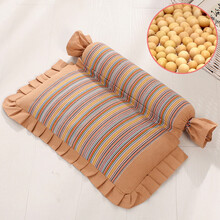 黄豆枕头大豆颈椎枕头颈椎适用护颈牵引颈椎的枕头 西瓜红 驼色方新(黄豆)