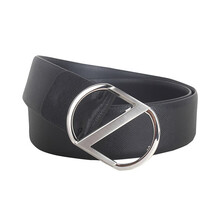 杰尼亚（Zegna） 男士简约压纹金属板扣腰带皮带 黑色 BSFFA5 9QCP NER 95