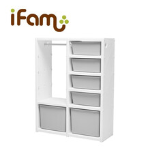 ifam韩国进口 模块收纳柜衣柜书柜整理柜组合模块拼接柜 衣柜[灰色+灰色]