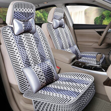斯柯达明锐别克凯越一汽丰田亚洲龙凯美瑞汽车坐垫夏季冰丝汽车坐套四季通用凉垫车垫4S店全包座垫座套 【豪华版-灰色】+【贈同款头枕腰靠*2】 *