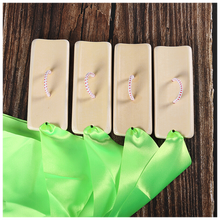 曲漾儿童口才快板舞蹈表演手指板广场舞竹夹板红绸快板一付4片 荧光绿【三角巾绸】