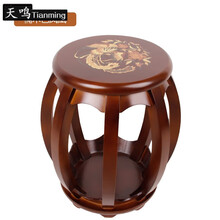 2020新款古筝圆凳古筝凳子实木古筝圆凳素面款印花款古筝琴凳结实耐用 楠木色凤凰
