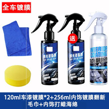 适用于 镀晶套装液体玻璃汽车漆面纳米水晶膜剂车辆封釉度渡晶镀金SN4315 120ml2瓶+256ml内饰翻新 车漆镀晶
