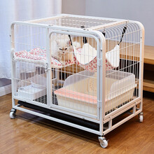 汤琪猫笼家用猫笼子猫别墅猫咪笼猫舍三层大号猫窝猫房子 白色双层76.5*51*70cm 方管猫笼