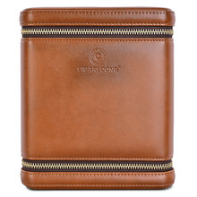 茄龙（CIGARLOONG）雪茄保湿皮套便携式6支装牛皮革雪松木雪茄套装个性创意礼盒包装 棕色