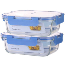 乐扣乐扣(Lock&Lock)耐热玻璃保鲜盒套装微波炉专用加热饭盒便当盒玻璃碗带盖 LLG488S601（640ml*2）