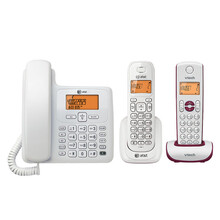 AT&T EL34109CN数字无绳子母机家用办公电话机 有线多子机固定老人机 34109白+1047-0酒红一拖二