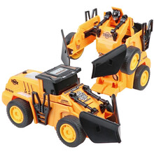 亿创空间 一键变形工程车儿童玩具车玩具金刚推土机 宝贝压路机男孩惯性铲车PK汽车机器人变形车 变形铲车